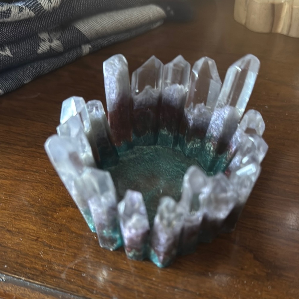 Handcrafted Purple and Green Resin Tealight Holder Sphere Stand- Home Accent
